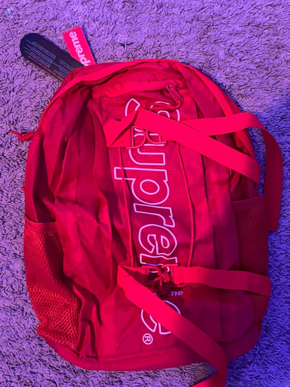 Supreme Red Vertical Logo Backpack for Women